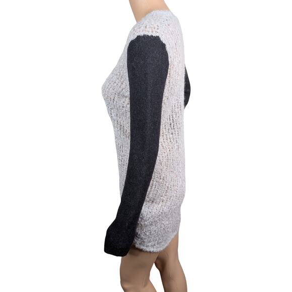 Helmut Lang Plaited Boucle Mohair Alpaca Asymmetric Colorblock Tunic Sweater S - Picture 8 of 11